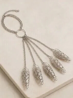 Silver Ornate Filigree Hand Harness Ring Bracelet